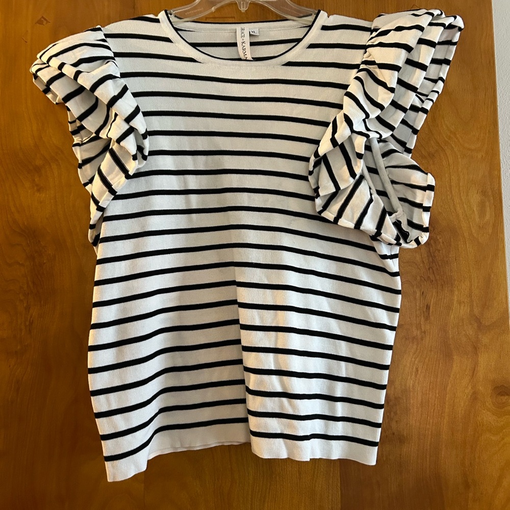 Grace + Karma Black and White Striped Top